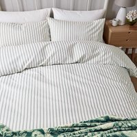 Helena Springfield Harvest Moon Helena Springfield Harvest Moon Ticking Stripe Super Kingsize Duvet Cover SET, Sage listed by Bedeck Home