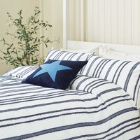 Helena Springfield Long Island Clipped Stripe Double Duvet Cover Set, Navy