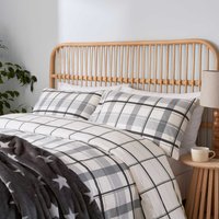 Helena Springfield Long Island Hudson Check Brushed Cotton Super Kingsize Duvet Cover SET, Charcoal & Linen