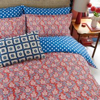 Land & Shore Land & Shore Willa Super Kingsize Duvet Cover SET, Blue/Red listed by Bedeck Home