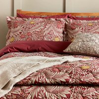 Morris & Co William Morris Larkspur Super Kingsize Duvet Cover Set, Crimson Red listed by Bedeck Home