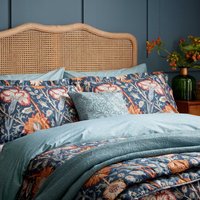 Morris & Co Pink & Rose Double Duvet Cover SET, Teal