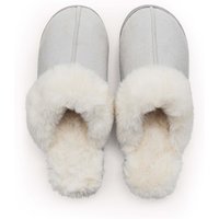 Murmur Tilda Faux Fur Slippers Size 4-5, Cloud Grey