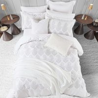 Nalu Nicole Scherzinger Nalu Nicole Scherzinger Dalisay Double Duvet Cover Set, White & Silver listed by Bedeck Home