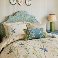 Sanderson x National Trust Sanderson x National Trust Kingfisher & Iris Double Duvet Cover Set, Azure & Linen listed by Bedeck Home