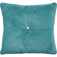 Ted Baker Ted Baker Branded Button Cushion 50cm x 50cm, Teal listed by Bedeck Home