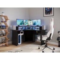 Recoil Topaz Compact Corner Gaming Desk with RGB LED Black