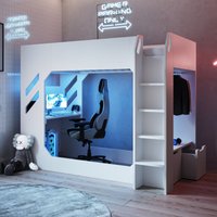 Recoil Shuttle Single LED Gaming High Sleeper White