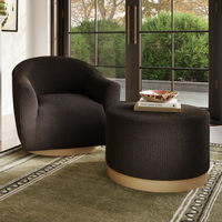 LPD Lara Pouffe Black Boucle & Natural Large