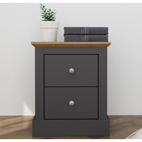 LPD Devon 2 Drawer Charcoal & Oak Bedside