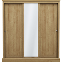 LPD Devon Oak 3 Door Sliding Mirrored Wardrobe