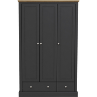 LPD Devon 3 Door 2 Drawer Charcoal & Oak Wardrobe