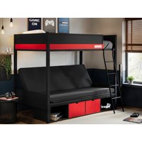 Recoil Nova Storage Gaming Metal Bunk with Futon Black & Red