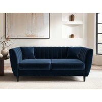 Solace+Co Remi 2 Seater Mid Century Sofa Navy Velvet