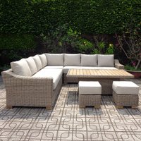 Solace+Co Capri Outdoor Large Corner Set With Riser Table & 2 Stools