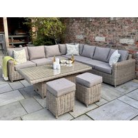 Solace+Co Amalfi Outdoor Large Corner Set With Riser Table & 2 Stools