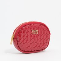 Porta-moedas oval entrançado cereja
