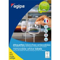 agipa Universal-Etiketten, 38 x 21,2 mm, weiß, rechteckig
