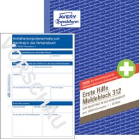 AVERY Zweckform Erste Hilfe Meldeblock 312, DIN A5, 50 Blatt AVERY Zweckform Erste Hilfe Meldeblock 312, DIN A5, 50 Blatt