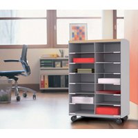 PAPERFLOW Rollwagen, 9 Fächer, grau / buche