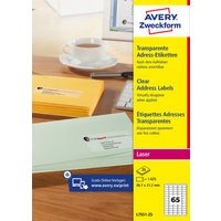 AVERY Zweckform Transparente Adress-Etiketten, 38,1 x 21,2mm