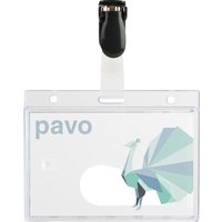 pavo Namensschild, mit Clip, 54 x 86 mm, transparent