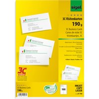 sigel Visitenkarten 3C, 85 x 55 mm, 250 g/qm, hochweiß