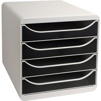 EXACOMPTA Schubladenbox BIG-BOX, 4 Schübe, lichtgrau/schwarz