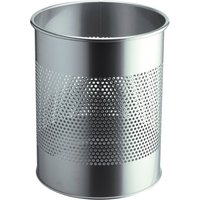 DURABLE Papierkorb METALL, rund, 15 Liter, metallic silber