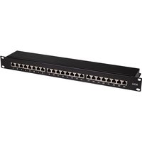 LogiLink 19, Patch Panel Kat.6A, 24 Port, schwarz, 1HE
