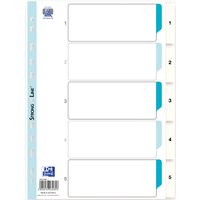 Oxford Kunststoff-Register, Zahlen, DIN A4, weiß, 5-teilig