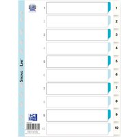 Oxford Kunststoff-Register, Zahlen, DIN A4, weiß, 10-teilig