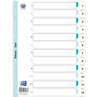 Oxford Kunststoff-Register, Zahlen, DIN A4, weiß, 12-teilig