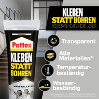 Pattex Kraftkleber Kleben statt Bohren KRISTALLKLAR, 90 g Pattex Kraftkleber Kleben statt Bohren KRISTALLKLAR, 90 g