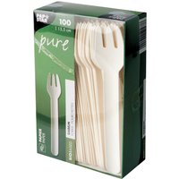 PAPSTAR Papier-Gabeln , pure, , Länge: 155 mm, weiß, 100er