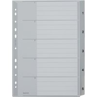 LEITZ Kunststoff-Register, Zahlen, A4 Überbreite, 1-5, grau