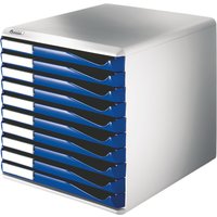 LEITZ Schubladenbox Formular-Set, 10 Schübe, lichtgrau/blau
