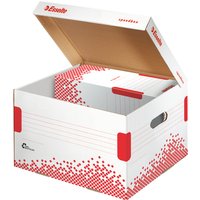 Esselte Archiv-Klappdeckelbox SPEEDBOX, Größe: M, weiß/rot,