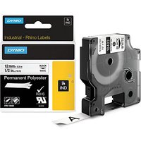 DYMO RHINO Polyester-Schriftband schwarz/weiß, 12 mm x 5,5 m