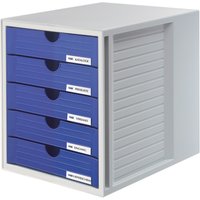 HAN Schubladenbox SYSTEMBOX, 5 Schübe, lichtgrau/blau