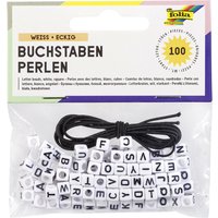 folia Buchstaben-Perlen, eckig, 100 Stück, weiß