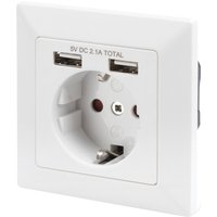 DIGITUS Unterputz-Steckdose, weiß, mit 2x USB-Port, weiß DIGITUS Unterputz-Steckdose, weiß, mit 2x USB-Port, weiß
