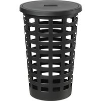 plast team Wäschesammler BOSTON, 54 Liter, rund, schwarz