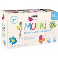KREUL Fingerfarbe , MUCKI, für Glückskinder, 50 ml, 6er-Set