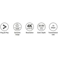 DIGITUS HDMI AOC Hybrid Glasfaser-Anschlusskabel, 10 m