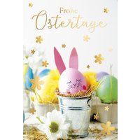 SUSY CARD Oster-Grußkarte , Hasenei im Eimer,