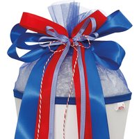 ROTH Schultütenschleife , Blue Berry, , blau / rot