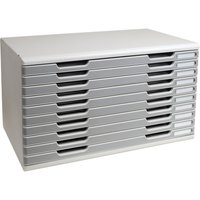 EXACOMPTA Schubladenbox MODULO A3, 10 Schübe, steingrau