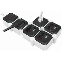 LogiLink Flexible Steckdosenleiste, mit 2x USB, schwarz/weiß