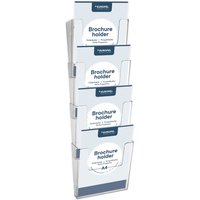 EUROPEL Wand-Prospekthalter, A4 hoch, 4 Fächer, glasklar